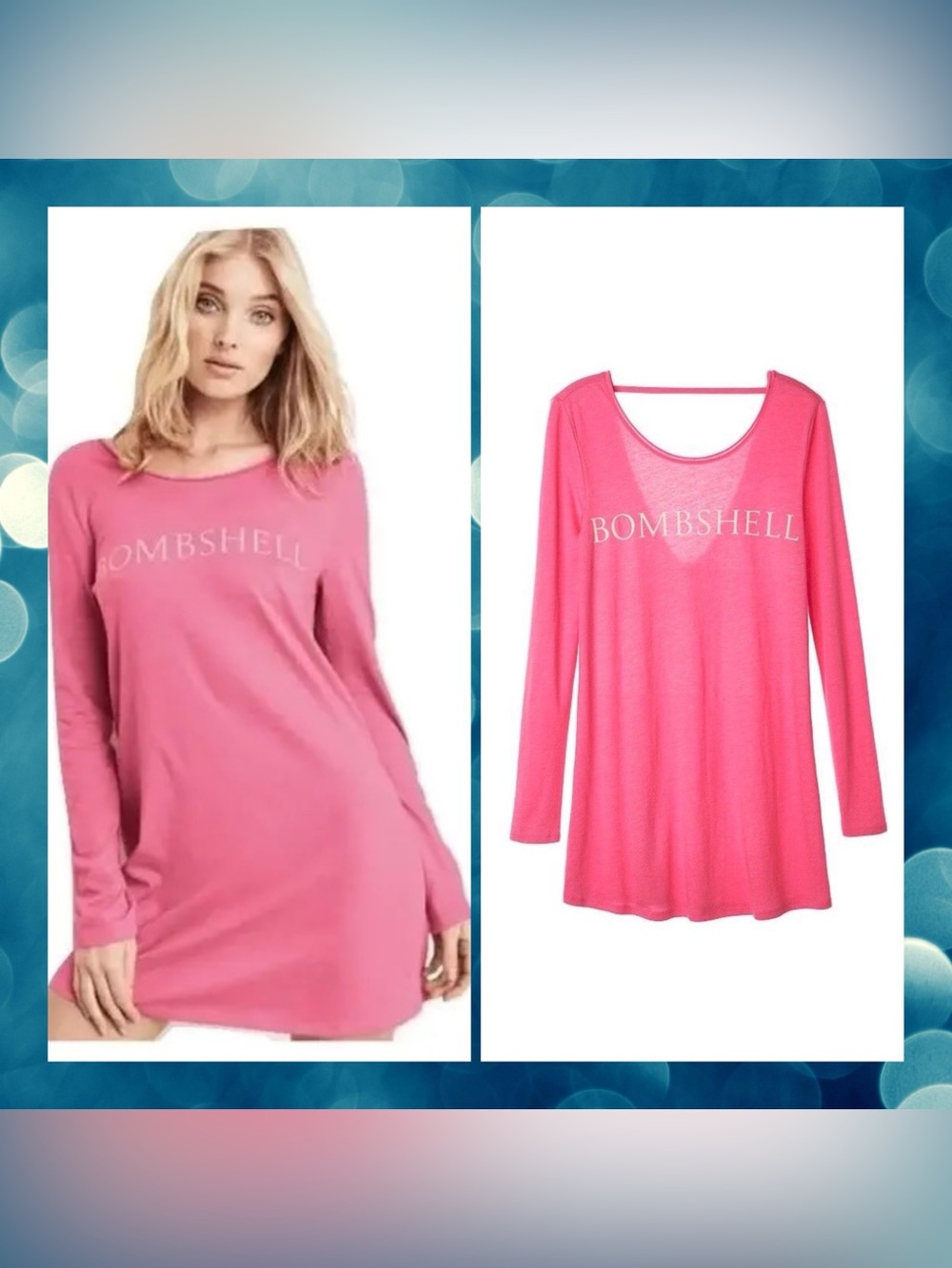 Victoria's Secret Bombshell Long-Sleeve Sleep Tee / Nightgown Size M